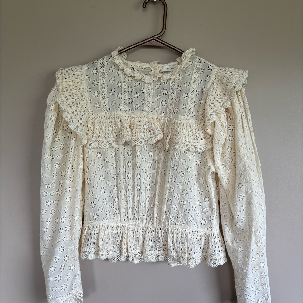 DOEN Eyelet Lace Blouse 100% cotton